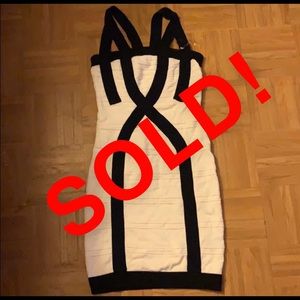 White and navy blue mini dress